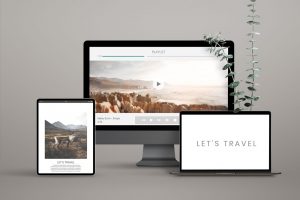 tablet, destop, laptop with website with white space