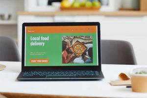 Laptop with website pulled up